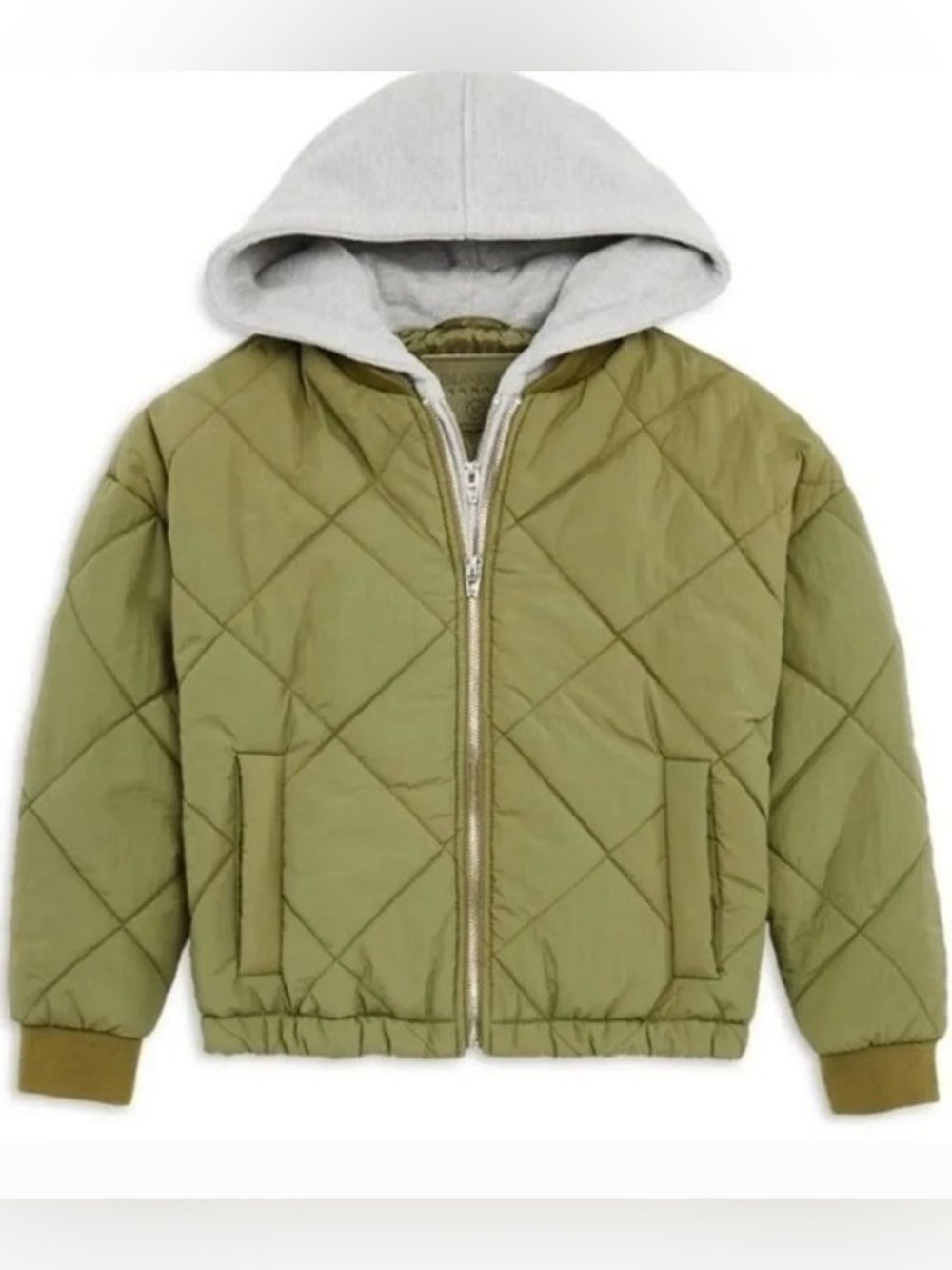 BLANKNYC Kids Large Olive Green Quilted Hooded Bomber Jacket NWOT